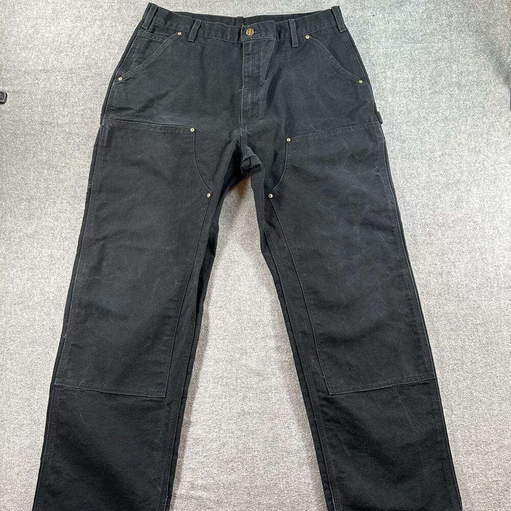 Carhartt B01 BLK Dungaree Fit Work Pants Double Knee Canvas Cotton Men’s 38x32